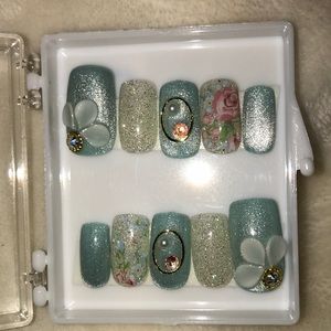 Blue Korean Inspired Press on nails